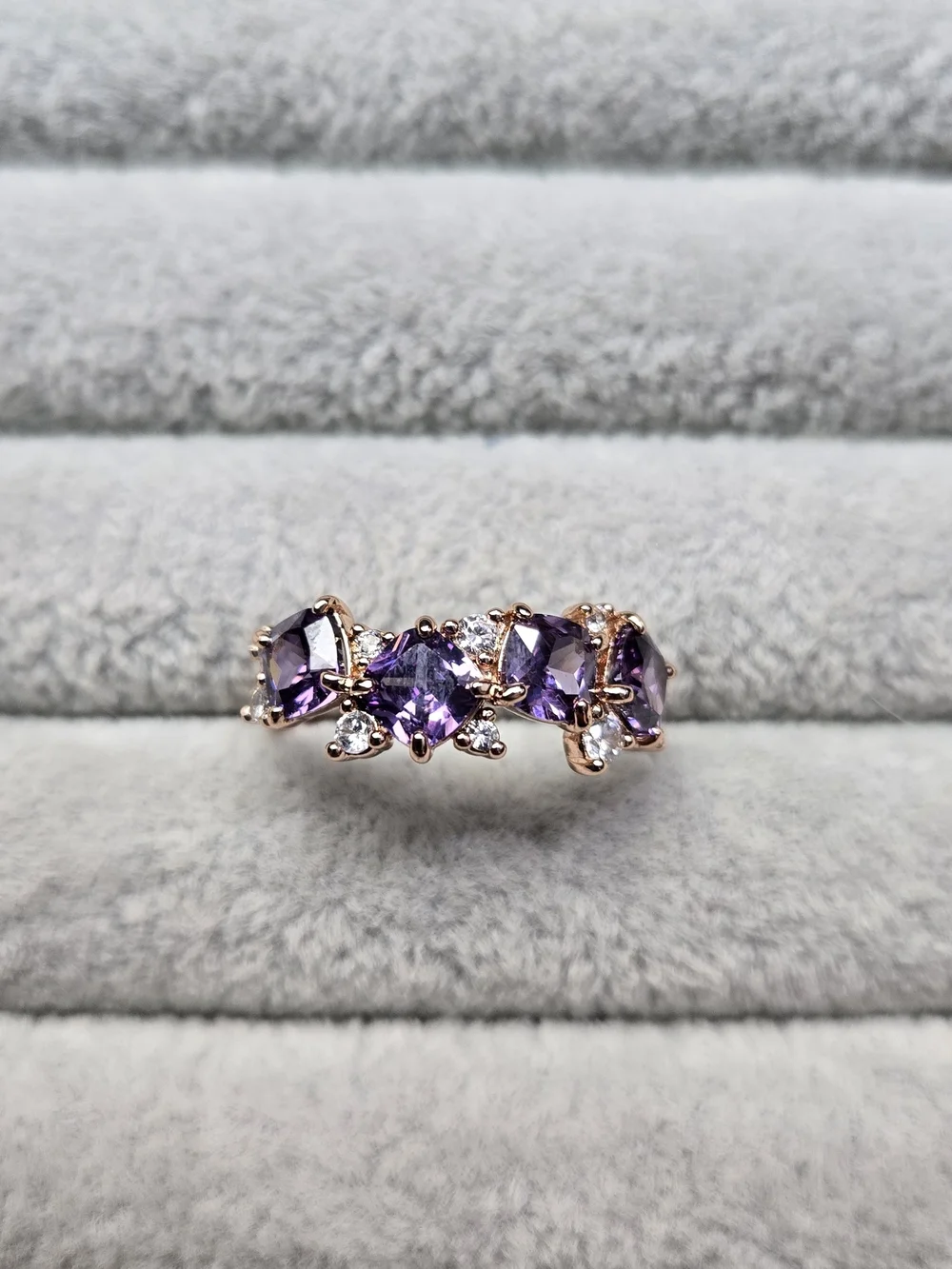 Size 8 Amethyst Rose Gold Plated Bomb Party Ring February